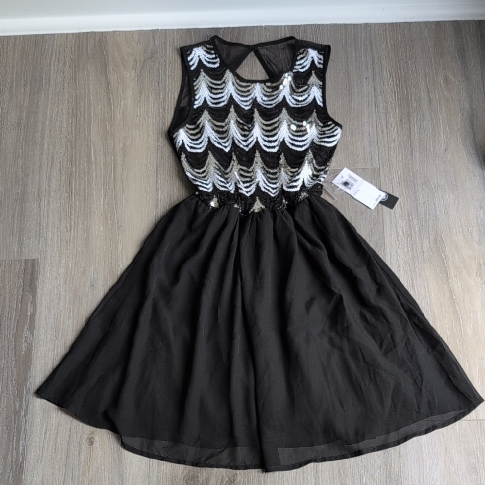As U Wish Black and Silver Sequin Dress